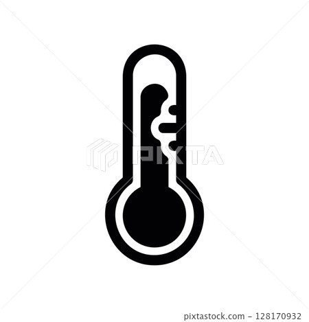 Classic mercury thermometer showing a high temperature reading Classic mercury thermometer showing a high temperature reading 128170932