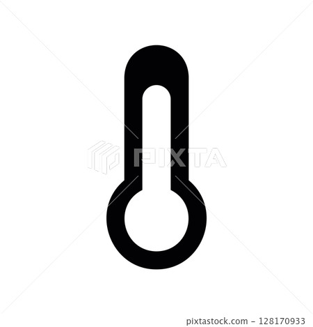 Minimalist black glyph icon of a basic temperature meter Minimalist black glyph icon of a basic temperature meter 128170933