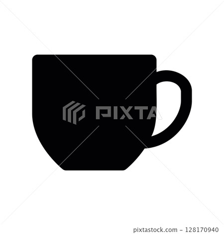 Simple black silhouette of a coffee mug for hot beverages 128170940