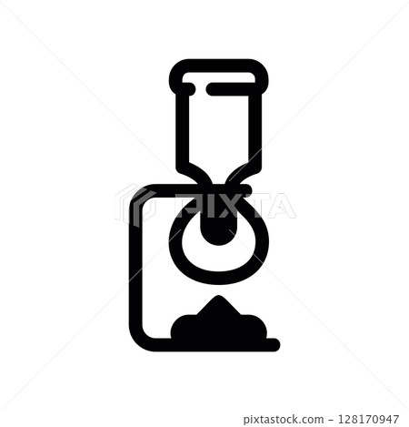 Black glyph icon of an electric burr coffee grinder in action 128170947