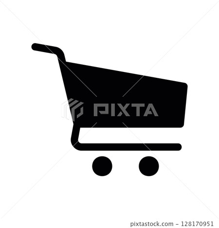 Simple black silhouette icon of a shopping cart or trolley Simple black silhouette icon of a shopping cart or trolley 128170951