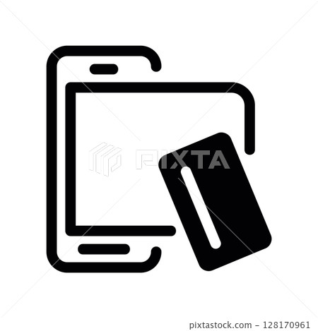 Contactless payment icon with a credit card and a smartphone 128170961