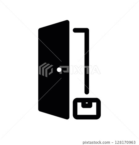 Contactless delivery icon with a package left at the door 128170963