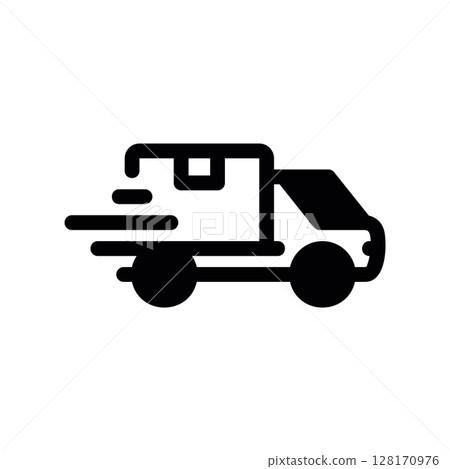 Express delivery van icon with motion lines indicating speed Express delivery van icon with motion lines indicating speed 128170976