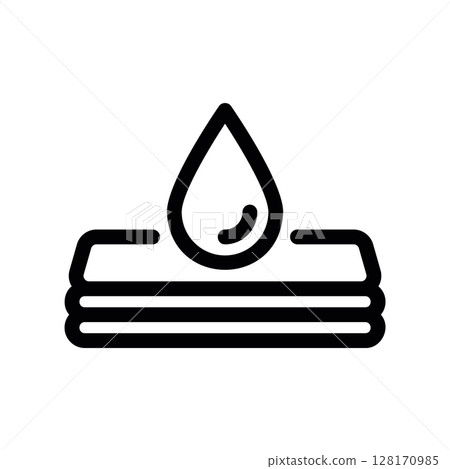 Water filtration concept showing a drop on a membrane, line art 128170985