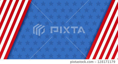 Vector background with stars and red and white striped part of American flag. For traditional US holidays, greeting card, poster. Vector background with stars and red and white striped part of American flag. For traditional US holidays, greeting card, poster. 128171179