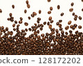 A grain of black coffee. 128172202