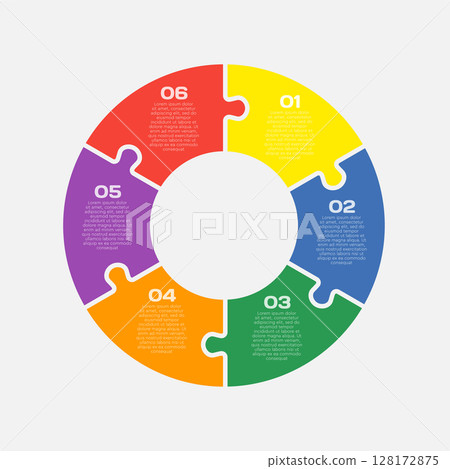 Circle diagram infographic in 6 steps or options Circle diagram infographic in 6 steps or options 128172875