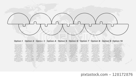 Ten steps line infographic, puzzle diagram 128172876