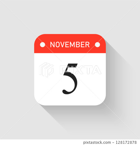 Vector icon page day calendar - 5 November month Vector icon page day calendar - 5 November month 128172878