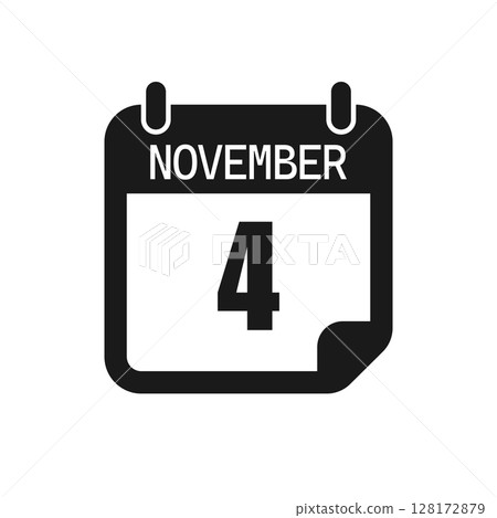 Vector icon page day calendar - 4 November month Vector icon page day calendar - 4 November month 128172879