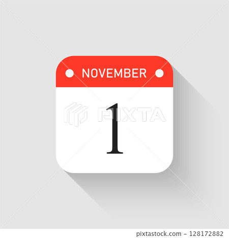 Vector icon page day calendar - 1 November month 128172882