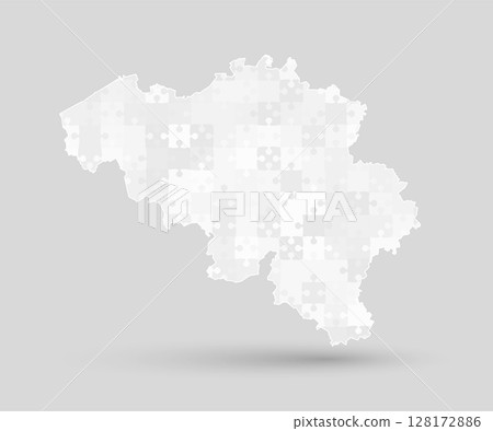 Creative map Belgium from grey puzzle, jigsaw 128172886