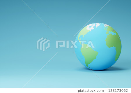 Minimal style simple 3D render of Earth set against a clean blue gradient background Minimal style simple 3D render of Earth set against a clean blue gradient background 128173062