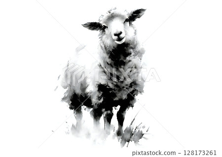 墨畫《沉默的羊》 128173261