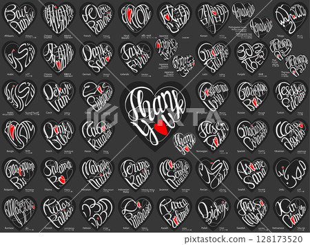 心形「謝謝」和一顆心的字體,有 44 種語言版本 心形「謝謝」和一顆心的字體,有 44 種語言版本 128173520