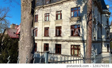 Stunning Trees with a Brilliant Clear Blue Sky in the Background, Displaying Natures Beauty Stunning Trees with a Brilliant Clear Blue Sky in the Background, Displaying Natures Beauty 128174335