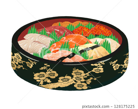 有柄握壽司(梅花圖案,黑色桶形) 有柄握壽司(梅花圖案,黑色桶形) 128175225