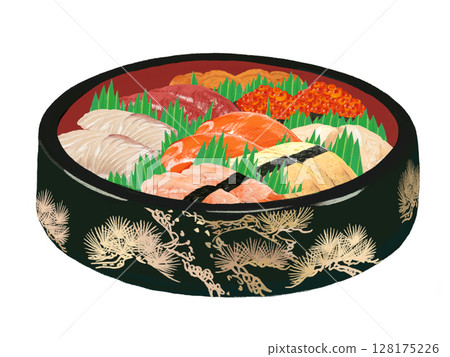 Nigiri sushi (pine pattern, black bucket) with handle 128175226