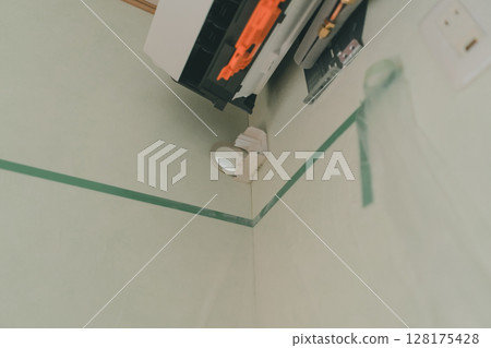 Air conditioning installation work 128175428