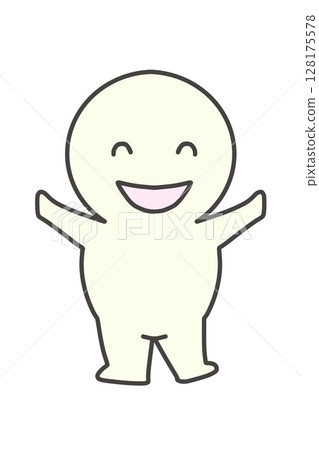 Bowing Simple Person Round Face Character 128175578