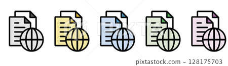 Illustration icon material set: Document file 030 128175703