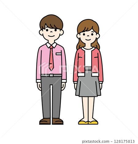 Full-body illustration material set of young men and women working in an office_vector_color Full-body illustration material set of young men and women working in an office_vector_color 128175813
