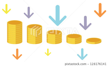 金幣逐漸減少的插畫 128176141