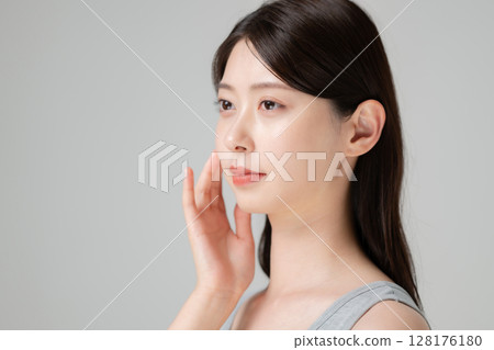 A woman touching his cheek A woman touching his cheek 128176180
