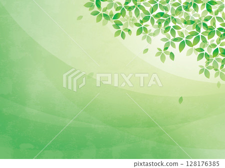 新鮮的綠葉和綠色流動清爽的背景 128176385