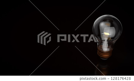 The Light bulb on black background for Idea or Business concept 3d Rendering. 128176428