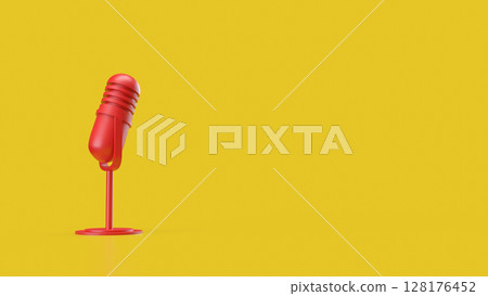 The Red microphone for Pod cast or social media 3d render. 128176452