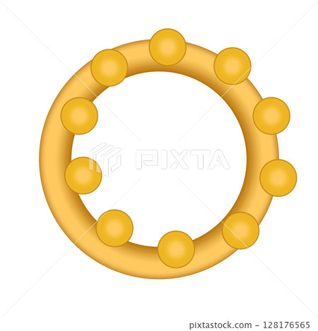 Round vintage textured frame for your design. Vintage cover. Place for text. Vintage holiday beautiful golden frames for paintings or photographs. Template vector illustration 128176565