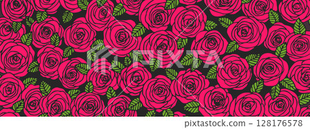 Summer background with roses flowers. Nature concept design. Modern floral composition. Vector illustration for poster, invitation, greeting card. Botanical style roses frame. Copy space Summer background with roses flowers. Nature concept design. Modern floral composition. Vector illustration for poster, invitation, greeting card. Botanical style roses frame. Copy space 128176578