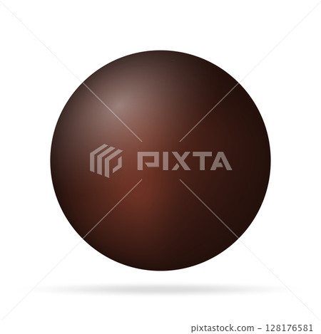 Glass brown ball or precious pearl. Glossy realistic ball, 3D abstract vector illustration highlighted on a white background. Big metal bubble with shadow Glass brown ball or precious pearl. Glossy realistic ball, 3D abstract vector illustration highlighted on a white background. Big metal bubble with shadow 128176581