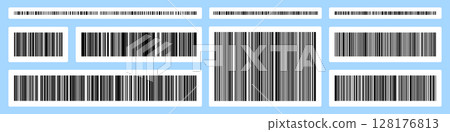Barcode isolated on white background. Code stripes sticker. Barcode labels, customers qr code 128176813