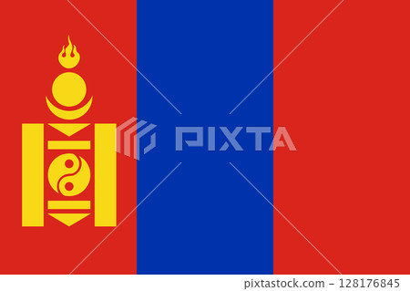 Flag of Mongolia. Mongolian national symbol in official colors. Template icon. Vector background 128176845