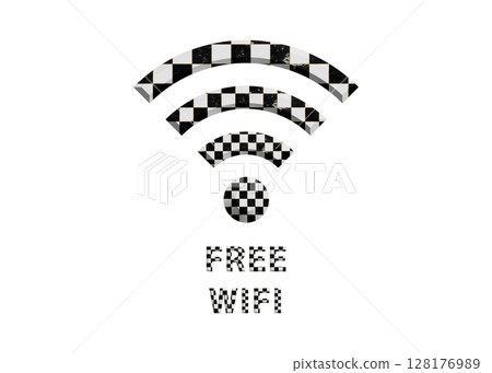 Wi-Fi 標記，黑白格子免費 wifi 插圖，圖標，象形圖 128176989