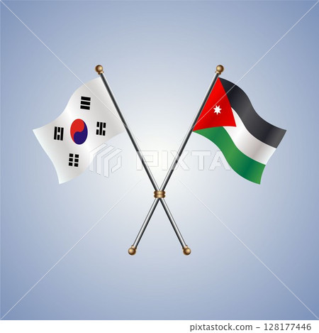 South Korea and Jordan flag. Vector Illustration 128177446