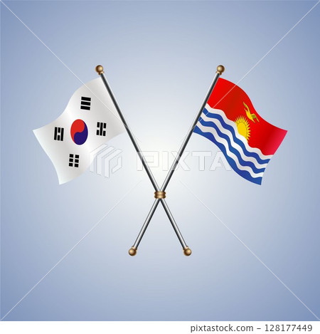 South Korea and Kiribati flag. Vector Illustration 128177449