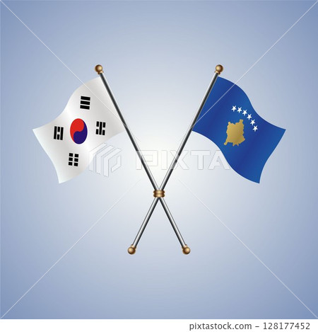 South Korea and Kosovo flag. Vector Illustration South Korea and Kosovo flag. Vector Illustration 128177452