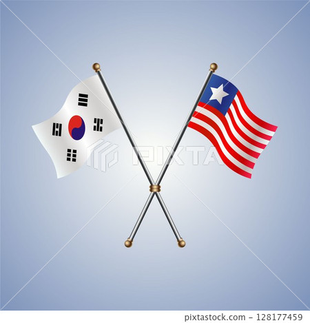 South Korea and Liberia flag. Vector Illustration 128177459