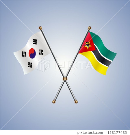 South Korea and Mozambique flag. Vector Illustration 128177483