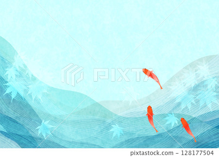 金魚夏季水彩日本圖案背景 金魚夏季水彩日本圖案背景 128177504