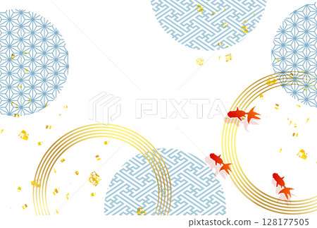 金魚夏季水彩日本圖案背景 128177505