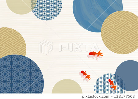 金魚夏季水彩日本圖案背景 128177508