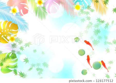 金魚夏季水彩日本圖案背景 128177512
