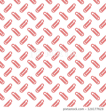 Background material with paperclips lined up Pattern illustration Stationery Swatch compatible Red 128177628