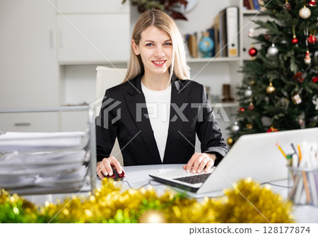Portrait of young woman office worker Portrait of young woman office worker 128177874