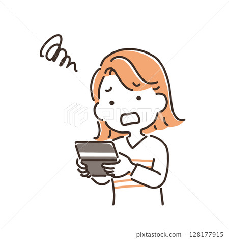 沮喪的年輕女子看著她的存摺 128177915